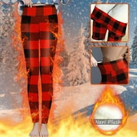 Лолмот зима Шерпа руно облицовани гамаши за жени Коледа Бохемски Леопард печат термални панталони тренировка Висока талия Йога гамаши