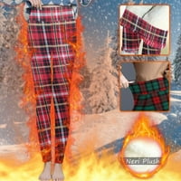 Кехати за тренировки на CAICJ за жени облицовани гамаши жени водоустойчиви зимни гамаши за жени с висока талия термални йога панталони червени, xl