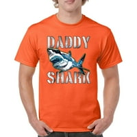 Tee Hunt Daddy Shark Смешна тениска на бащиния ден Смешно татко дядо мъжки тройник, оранжева, xx-голям