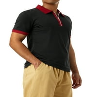 Мъжки ежедневни цип поло ризи Топ голф с къс ръкав Цвят Цвят Блок Класически тънки годни блузи отгоре