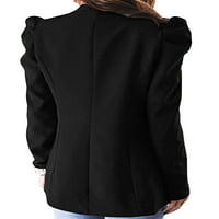 Glonme Ladies Solid Color Cardigan яке със средна дължина работни бизнес якета обикновени дълги ръкави изходни дрехи черно m