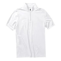 Wozhidaose мъжки ризи ежедневни спортни твърди цветни стойки яка с къс ръкав топ блуза компресиране ризи за мъже бели xxl