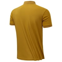 Vivianyo HD MENS Лятния кратък ръкав върхове Просвета Мъжки бързо изсушаване на тениската тениска Лапета ежедневни тънки разтегателни спортове тениска горна риза блуза роли жълти