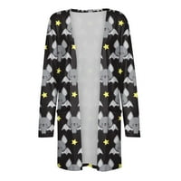 Umitay Cardigan за жените модни модни разхлабени ежедневни джобни печат с дълъг ръкав кардиган сако