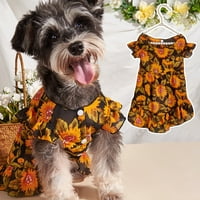Jiaroswwei PET Пола слънчогледов модел единично гърди летящ ръкав кученце кучешка пола домашен копче риза рокля за пролетта