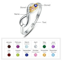 Персонализиран юбилеен обещаващ пръстен за жени стерлинги сребърни пръстени с имена и симулирани камъни за раждане