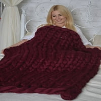 одеяло гигантско плетещо одеяло мерино вълна одеяло одеяло на кофти плетен хвърлете голямо плетене