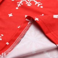 Guvpev жени Коледна печат с дълги ръкави Суичър Коледна костюми за коледни костюми - диня червен XL