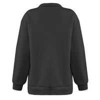 Ерзази жилетка пуловери за жени дамски модни с цип Ревера Пулр Отпечатани Дълъг ръкав Случайни хлабав монтаж Пуловер отгоре на клирънс Дамски работни блузи