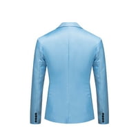 Мъжки единично гърди костюм мода Англия твърд цвят висококачествено ежедневно покритие небесно синьо, xxl