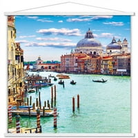 Безвременни визии - Канали на венецианския стенен плакат с дървена магнитна рамка, 22.375 34