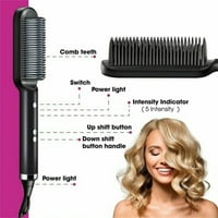 Nifei Ionic Hair Straightener четка за четка за коса изправяне на желязо и къдрене 2-ин-гребен зелено