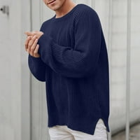 Мъжки есен зима ежедневни плътни плетки Raglan Sleeve пуловер блуза с дълъг ръкав кръгъл пуловер за врата yutnsbel