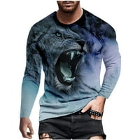 Линехин мъжки ризи Просверие модни ежедневни кръгли пуловери за печат с дълъг ръкав дрехи блуза блуза блуза