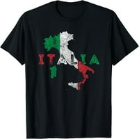 Карта и знаме на Италия сувенир-тениска с надпис Италия