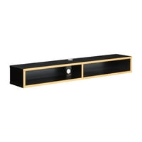 Мебели на Америка Евейн 2-рафт плаваща стойка за телевизор, черно и златно
