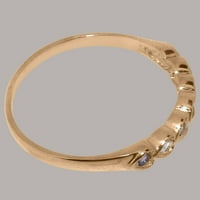 Британски направени 10к Розово злато естествен диамант и аметист Дамски пръстен вечност-Опции за размер-размер 9