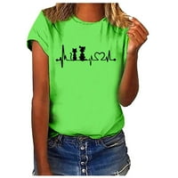 Ризи За Женитежени Момичета Плюс Размер Печат Тениски С Къс Ръкав Тениска Блуза Върхове Зелен М