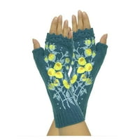 Jerdar ръкавици зимни ежедневни флорални модел бродерия плетени сладки ръкавици Подаръци Просвет